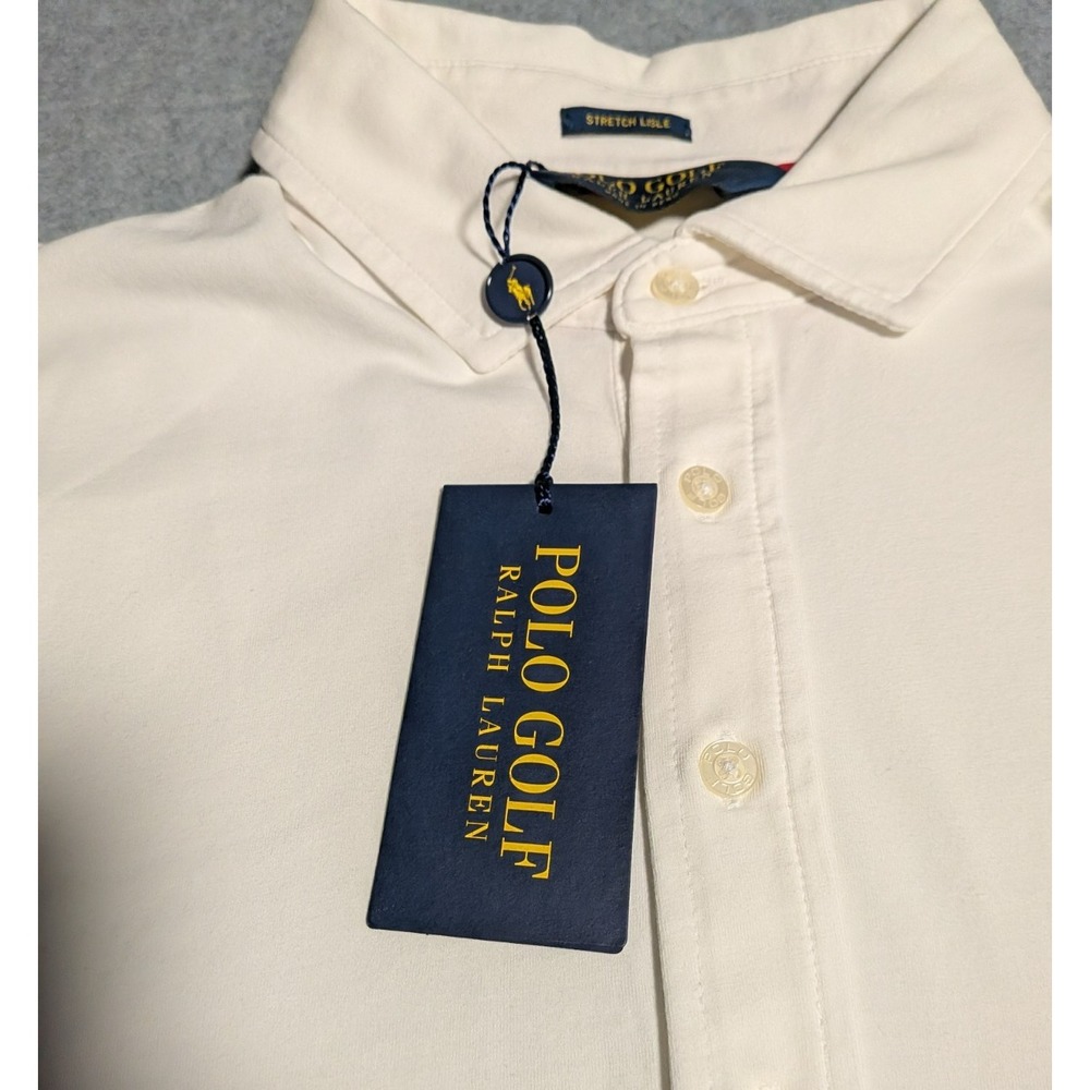 Polo Golf Ralph Lauren Men's White Stretch Lisle Wyndham Golf Polo Size Small